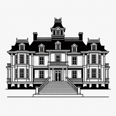 Grand Victorian Mansion Illustration