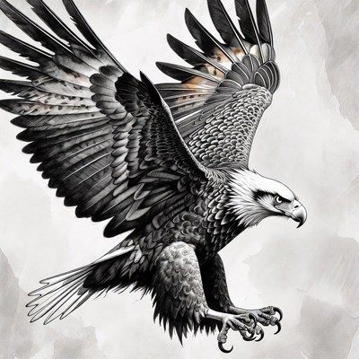Bald Eagle Flying with Wings Spread