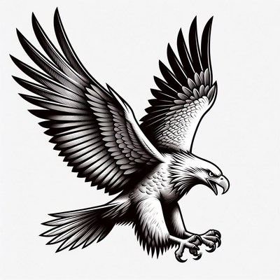 Bald Eagle Flying with Wings Spread