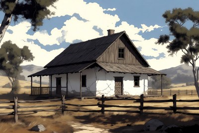 Rustic Wooden House in Countryside