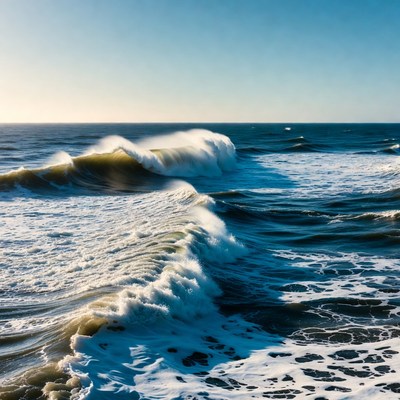Powerful ocean waves crashing