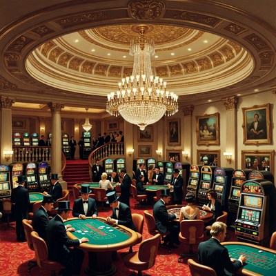 Luxurious Casino with Players Gambling