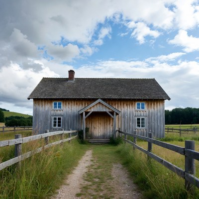 Rustic Wooden Farmhouse in Countryside