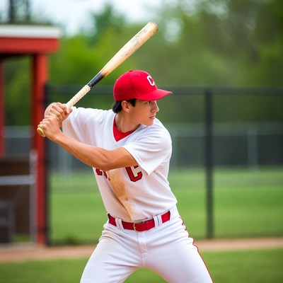 Asian boy swinging baseball bat
