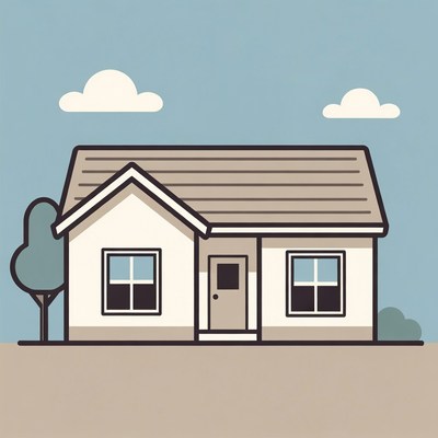 Simple House with Tree Illustration