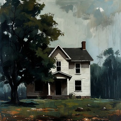 Abandoned White House in Rainy Forest