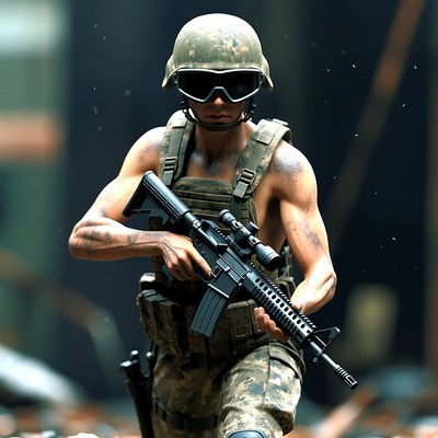 Soldier holding AR-15 rifle