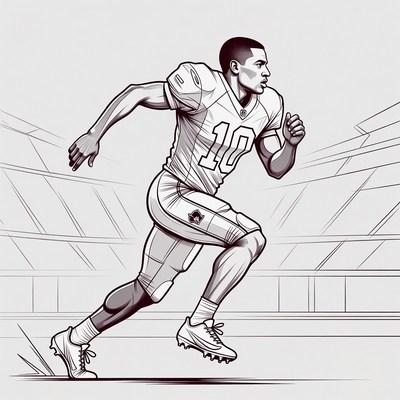 African-American football player running