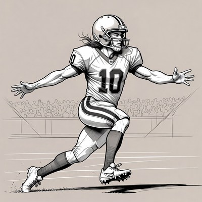 Female Football Player Running in Stadium