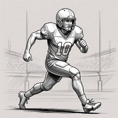 Football player running with ball