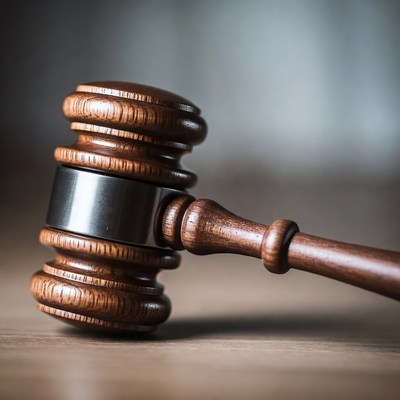 Wooden Gavel on Court Table