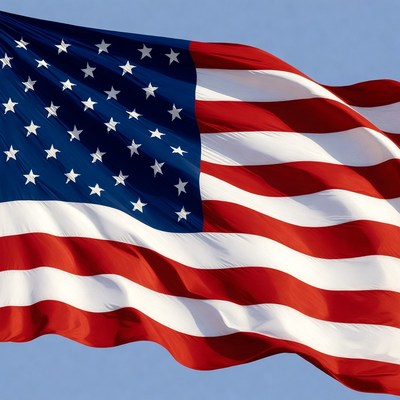 American Flag Waving in Sky