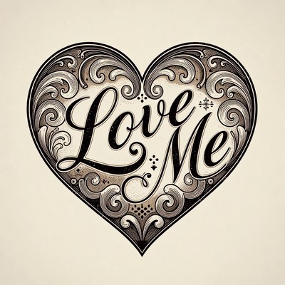 Ornate Love Me Heart Illustration