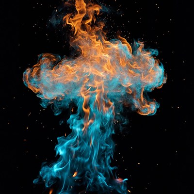 Blue and Orange Fire Explosion
