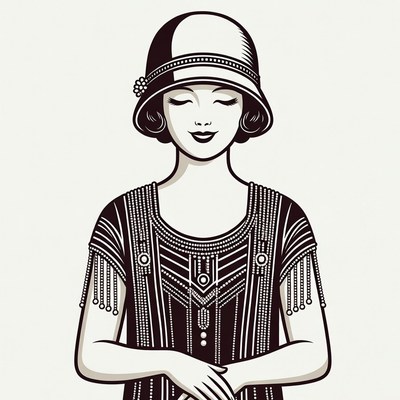1920s Flapper Woman in Cloche Hat