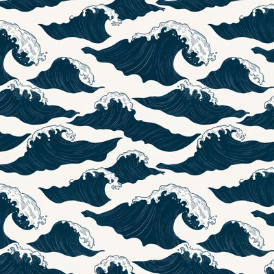 Navy Blue Ocean Waves Pattern