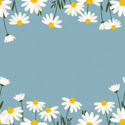 Daisies on Blue Background