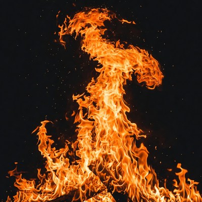 Fiery Flames on Black Background