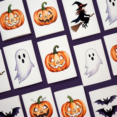Halloween Clipart Cards Grid