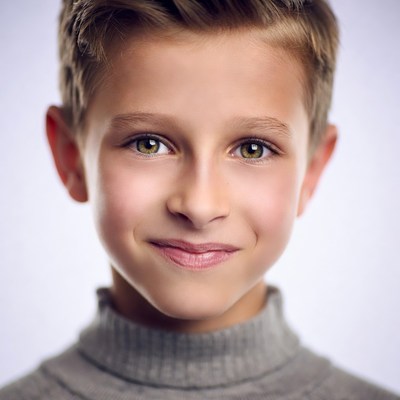 Smiling boy with green eyes
