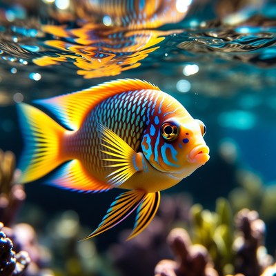 Vibrant Orange Angelfish on Coral