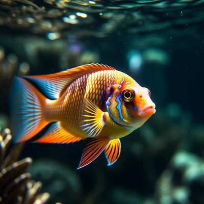 Colorful French Angelfish Underwater