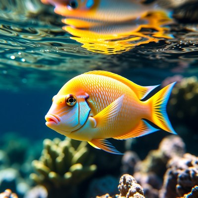 Yellow Coral Reef Fish Underwater