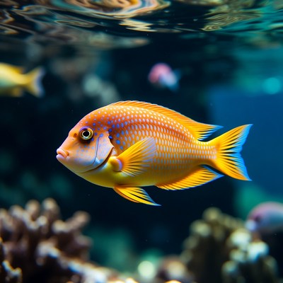 Orange French Angelfish in Aquarium