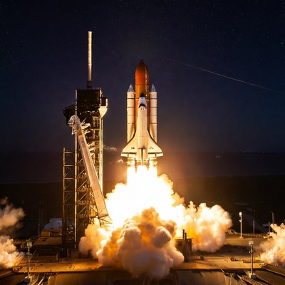 Space Shuttle Launching at Night