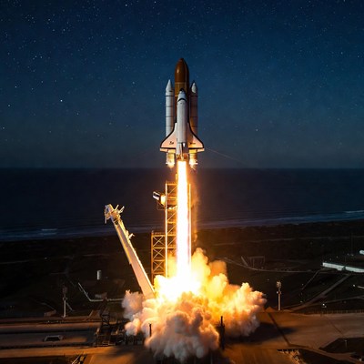 Space Shuttle Launch at Night