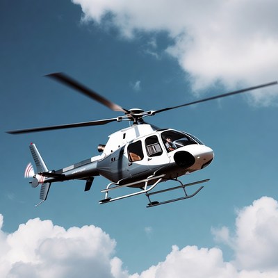Helicopter Flying in Blue Sky