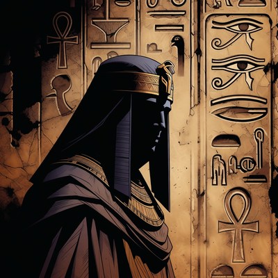 Pharaoh in ancient Egyptian temple