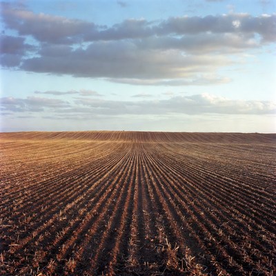 Ploughed Field Under Cloudy Sky