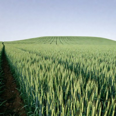 Green Wheat Field on Hill
