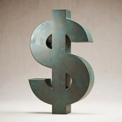 3D Teal Dollar Sign Symbol