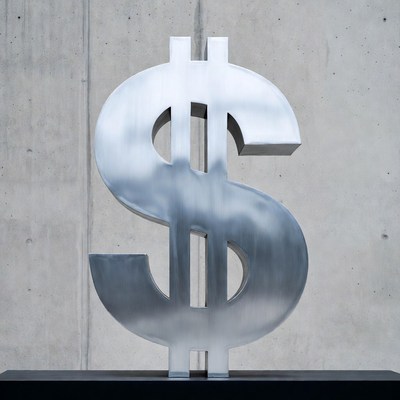 Large metallic dollar sign symbol