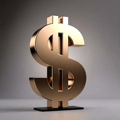 3D Golden Dollar Sign Symbol