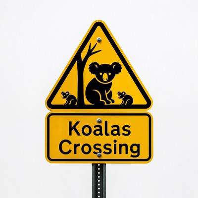 Koalas Crossing Warning Sign