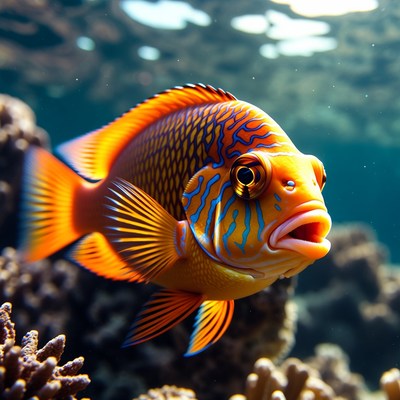 Colorful Angelfish on Coral Reef