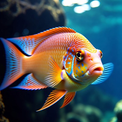 Colorful French Angelfish in Aquarium