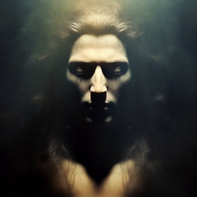 Man with long hair meditating