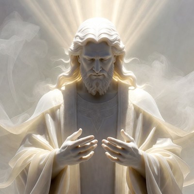 Jesus Christ Statue with Radiant Light