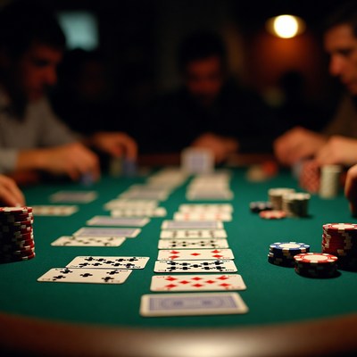 Men playing poker at table