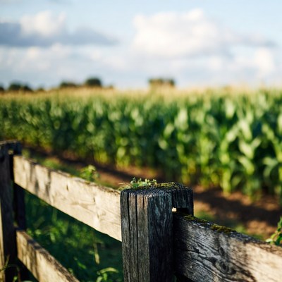 Wooden Fence in Cornfield