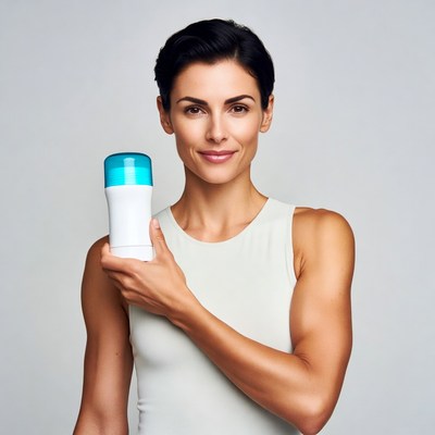 Woman holding deodorant stick