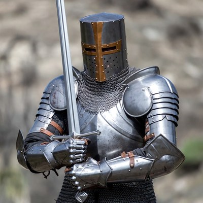 Knight Holding Sword in Armor