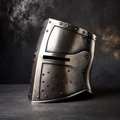 Medieval Knight Helmet on Table