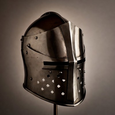 Medieval Knight Helmet on Stand