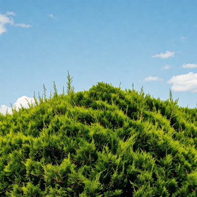 Lush green shrub against blue sky