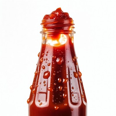 Ketchup Bottle with Dripping Condensation